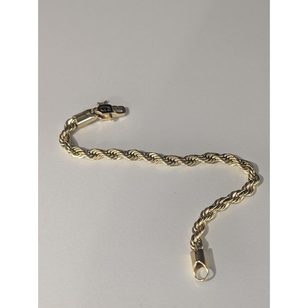 GLD Shop Yellow Gold Rope Chain Bracelet 6" Monogram G Enamel Clasp & Star Charm